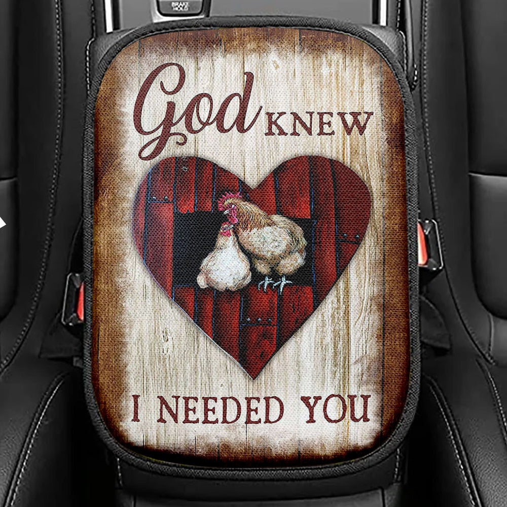 Rooster Sunflower Vase Black Background Today I Choose Joy Seat Box Cover, Christian Car Center Console Cover, Bible Verse Car Interior Accessories