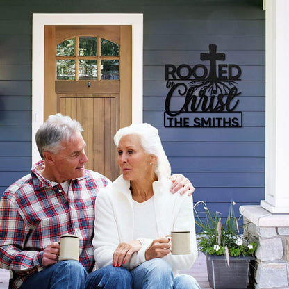 Rooted Christ Personalized Metal Signs - Custom Metal Art - Metal Signs For Outdoors