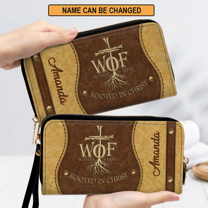 Rooted In Christ Clutch Purse For Women - Personalized Name - Christian Gifts For Women