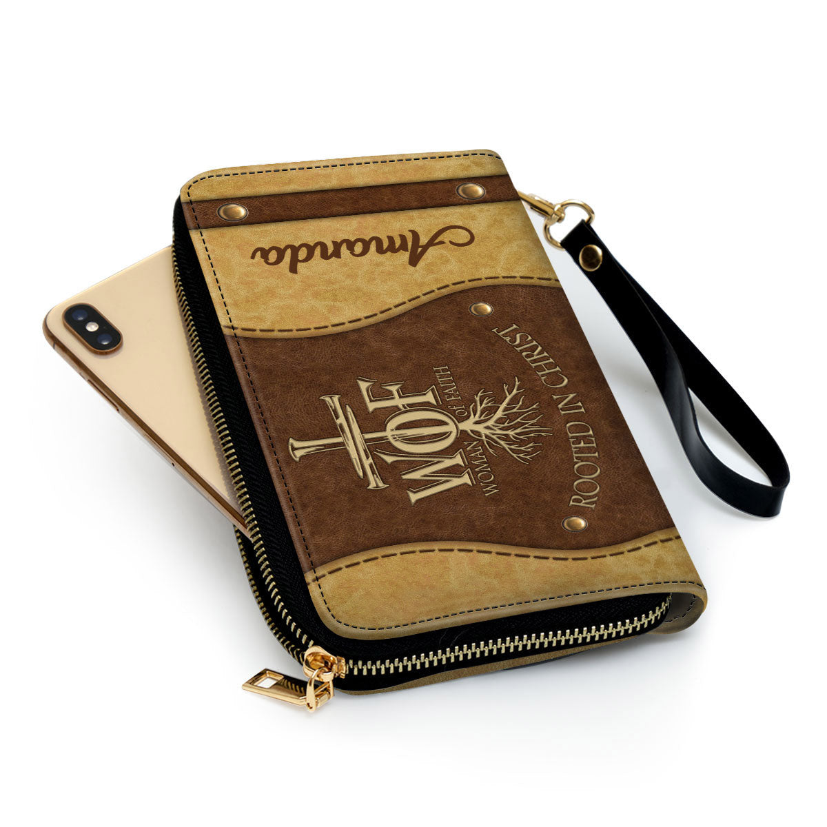 Rooted In Christ Clutch Purse For Women - Personalized Name - Christian Gifts For Women