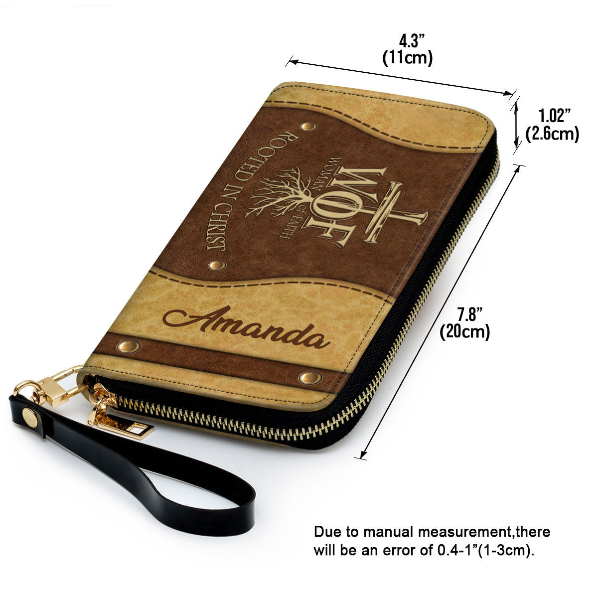 Rooted In Christ Clutch Purse For Women - Personalized Name - Christian Gifts For Women