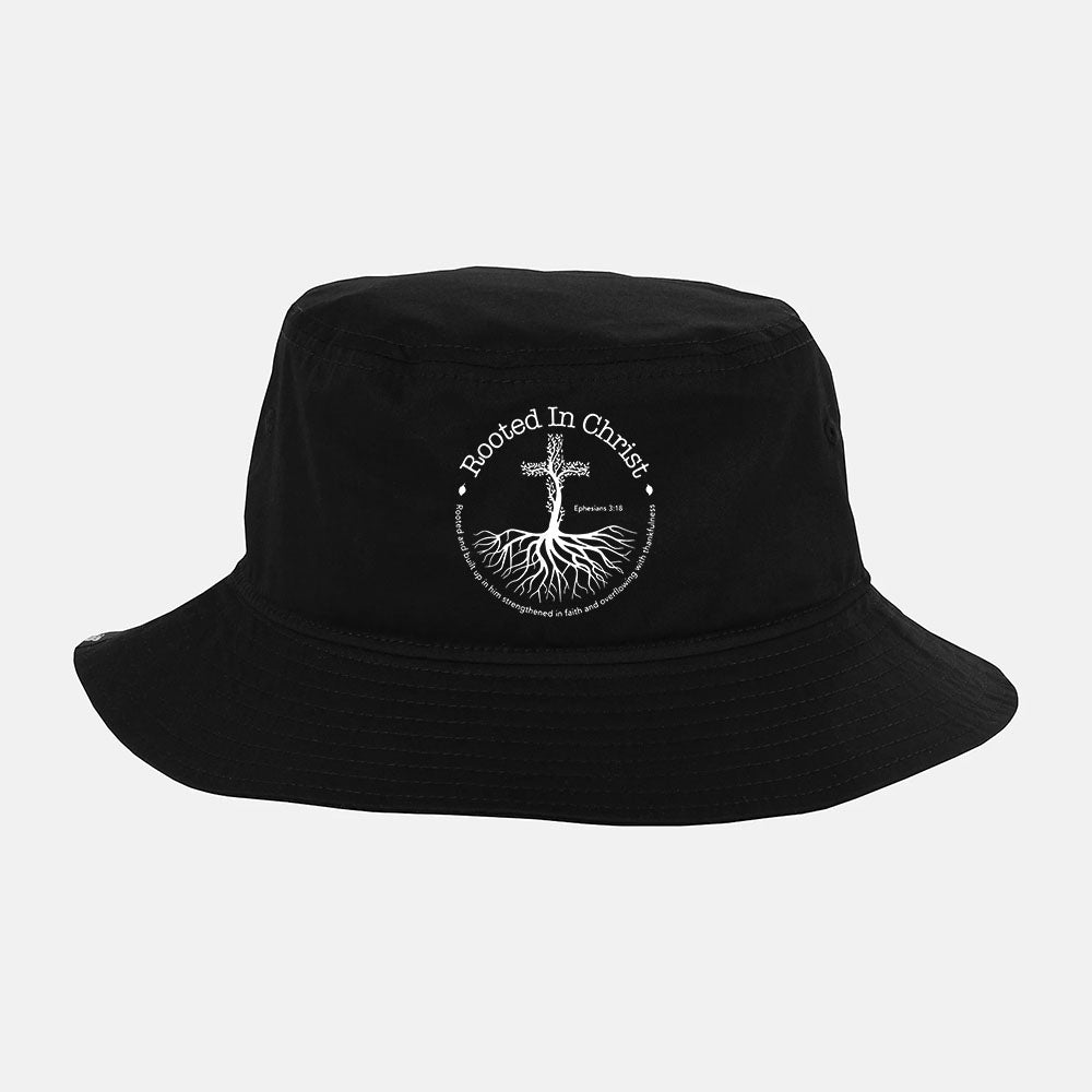 Rooted In Christ Jesus Cross Pray Bible Verse Christian Bucket Hat