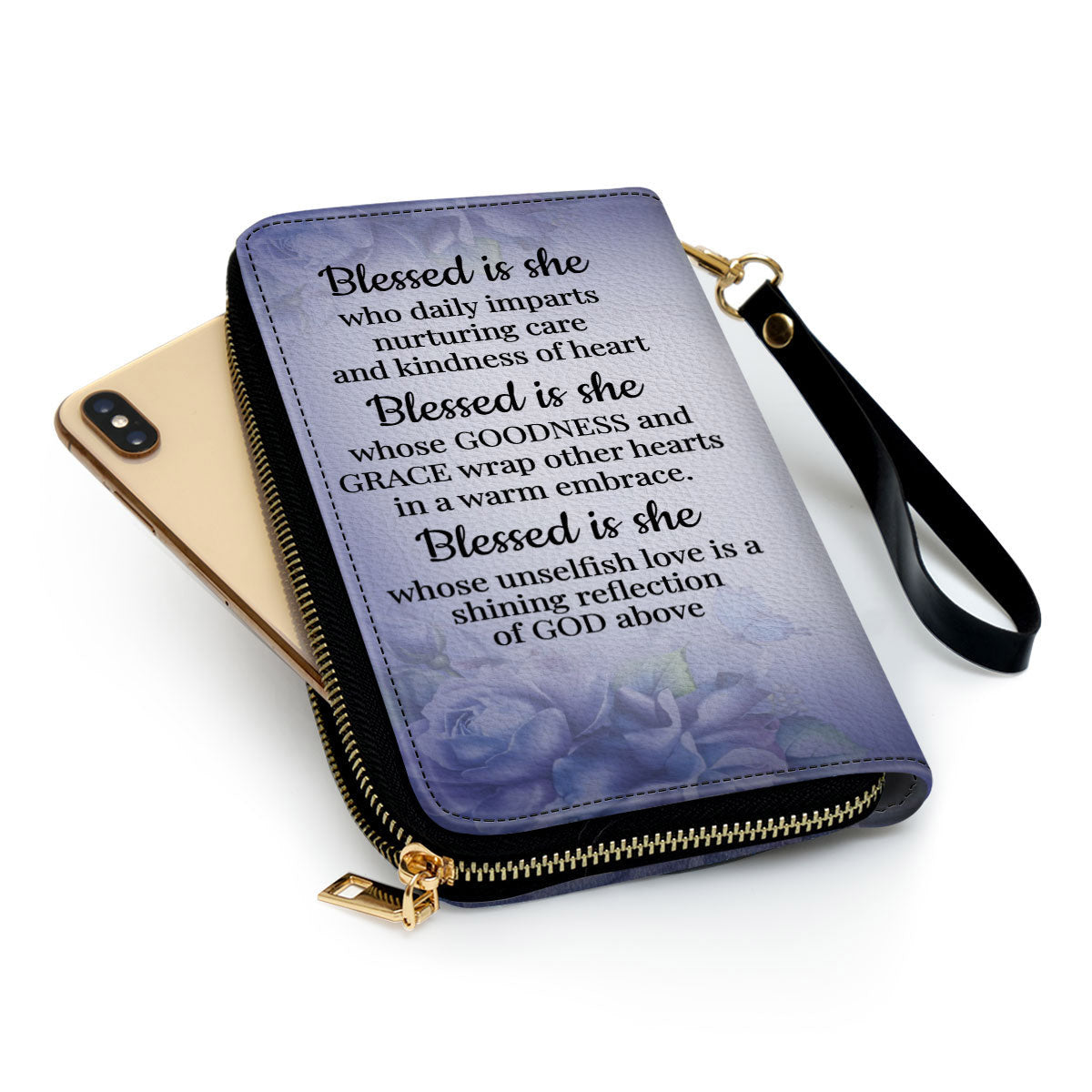 Rose And Cross Religious Gifts For Women Of God Clutch Purse For Women - Personalized Name - Christian Gifts For Women