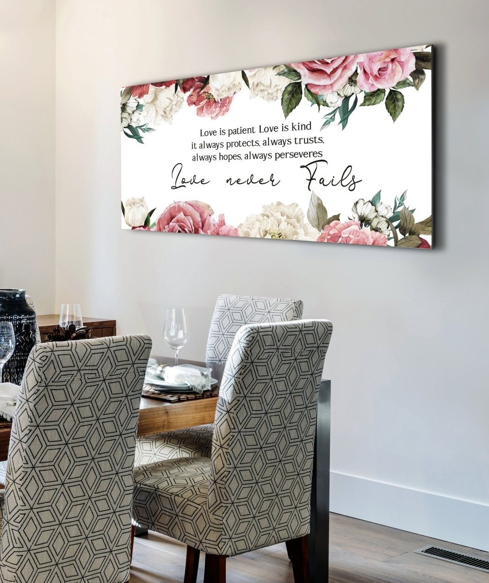 Rose Border & Love Is Patient, Love Is Kind Canvas Print - Christian Canvas Wall Art