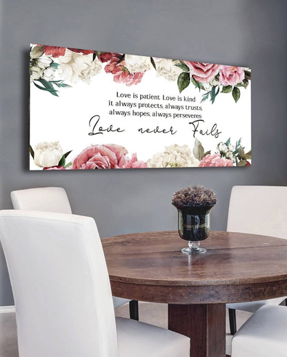 Rose Border & Love Is Patient, Love Is Kind Canvas Print - Christian Canvas Wall Art