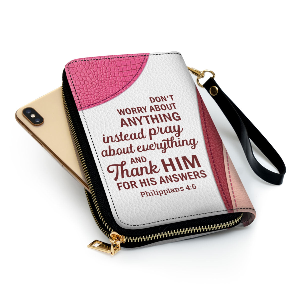Rose Don‘T Worry About Anything Philippians 46 Scripture Gifts For Religious Women Clutch Purse For Women - Personalized Name