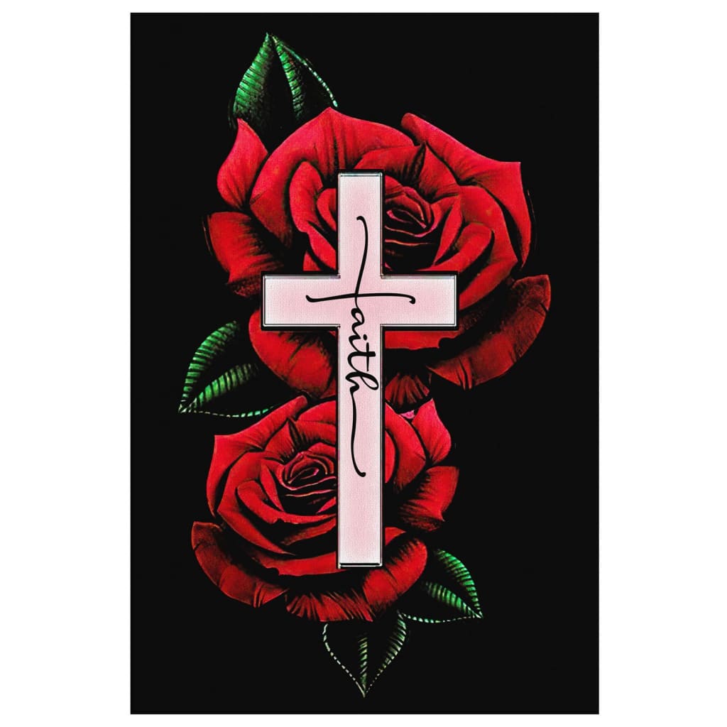 Rose Faith Cross Canvas Wall Art - Christian Canvas Prints - Bible Verse Canvas