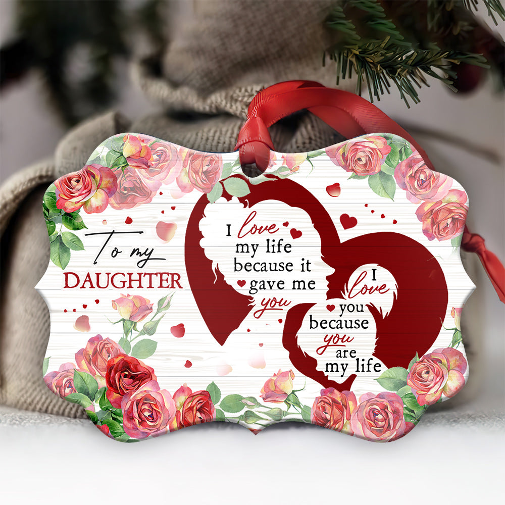  Rose To My Daughter Metal Ornament - Christmas Ornament - Christmas Gift