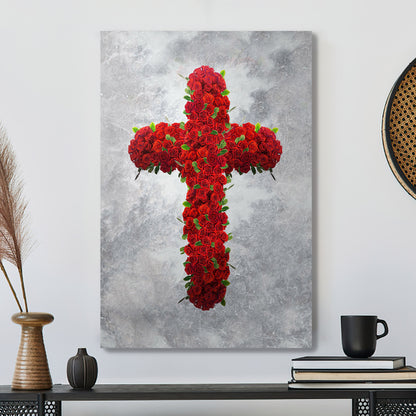 Roses Cross - Christian Artwork - Religious Wall Decor - Faith Canvas Wall Art - Scripture Wall Art - Ciaocustom