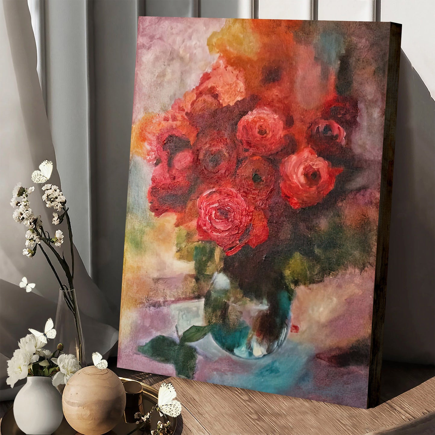Roses Painting Canvas Wall Art - Canvas Wall Decor - Home Decor Living Room