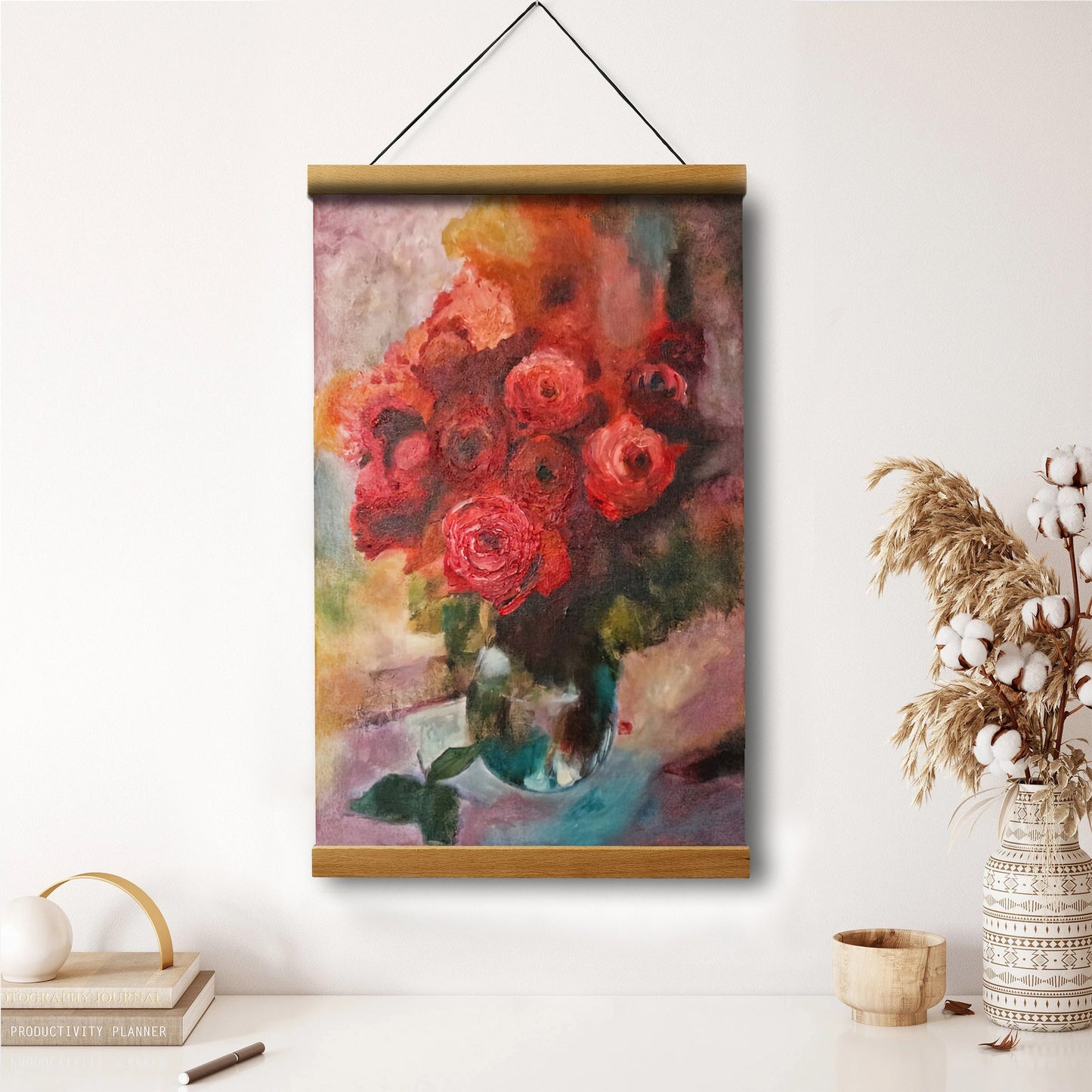 Roses Painting Hanging Canvas Wall Art - Canvas Wall Decor - Home Decor Living Room