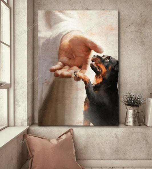 Rottweiler - Take My Hand Rottweiler Portrait Canvas Prints - Canvas Decor Ideas