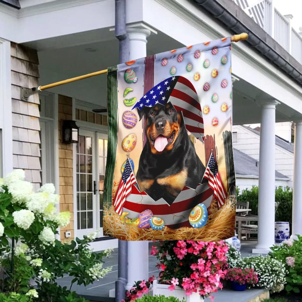 Rottweiler American Easter House Flags - Happy Easter Garden Flag - De ...