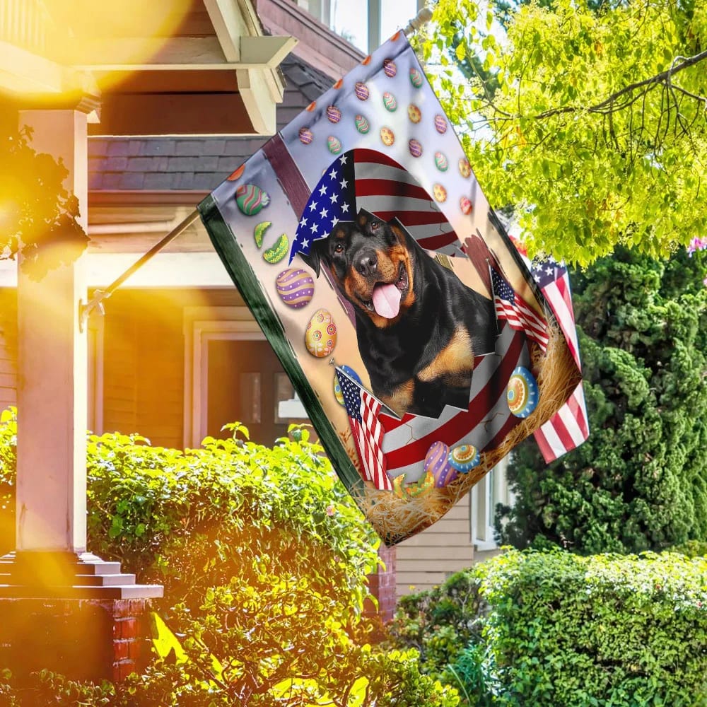 Rottweiler American Easter House Flags - Happy Easter Garden Flag - Decorative Easter Flags
