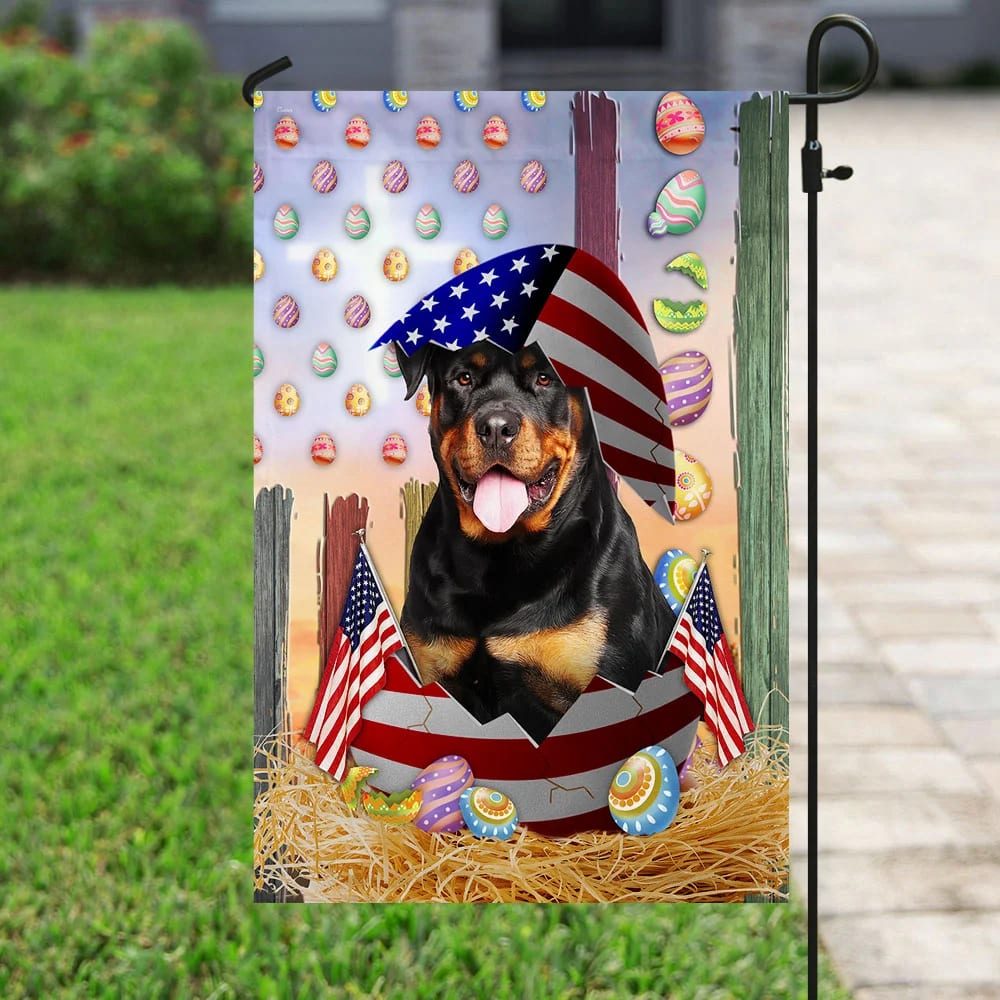 Rottweiler American Easter House Flags - Happy Easter Garden Flag - Decorative Easter Flags