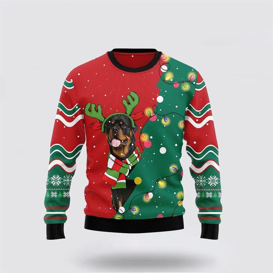 Rottweiler Christmas Tree Ugly Christmas Sweater For Men And Women, Gift For Christmas, Best Winter Christmas Outfit