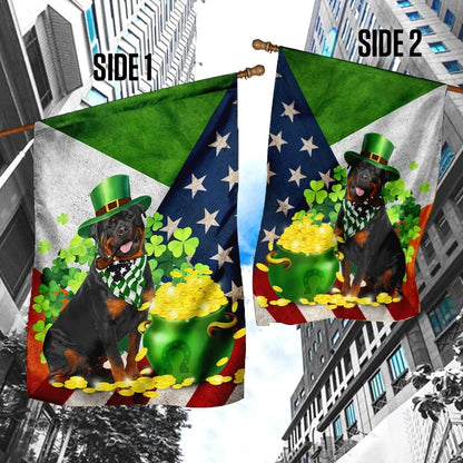 Rottweiler House Flag - St Patrick's Day Garden Flag - Outdoor St Patrick's Day Decor
