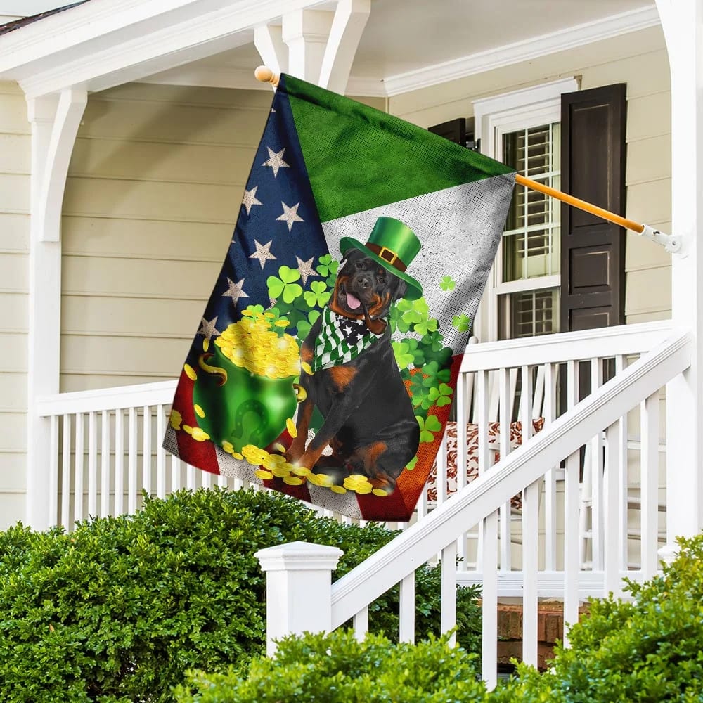 Rottweiler House Flag - St Patrick's Day Garden Flag - Outdoor St Patrick's Day Decor