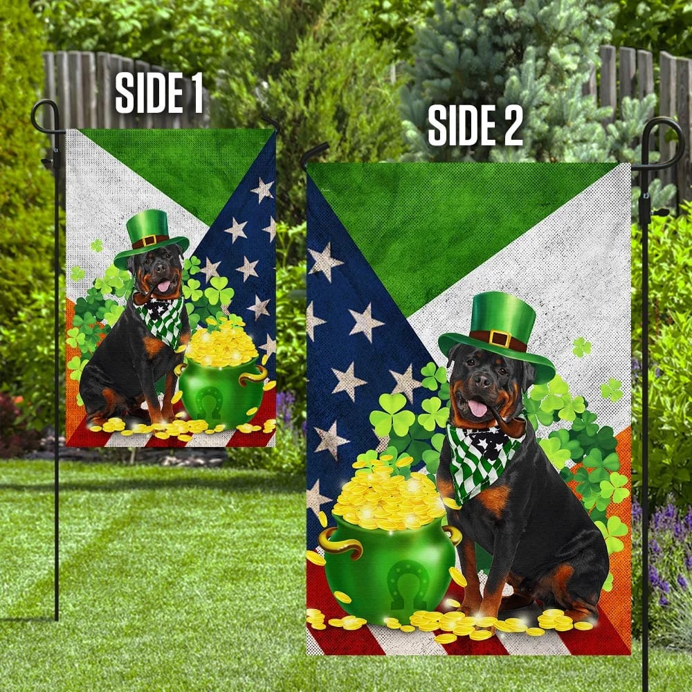 Rottweiler House Flag - St Patrick's Day Garden Flag - Outdoor St Patrick's Day Decor