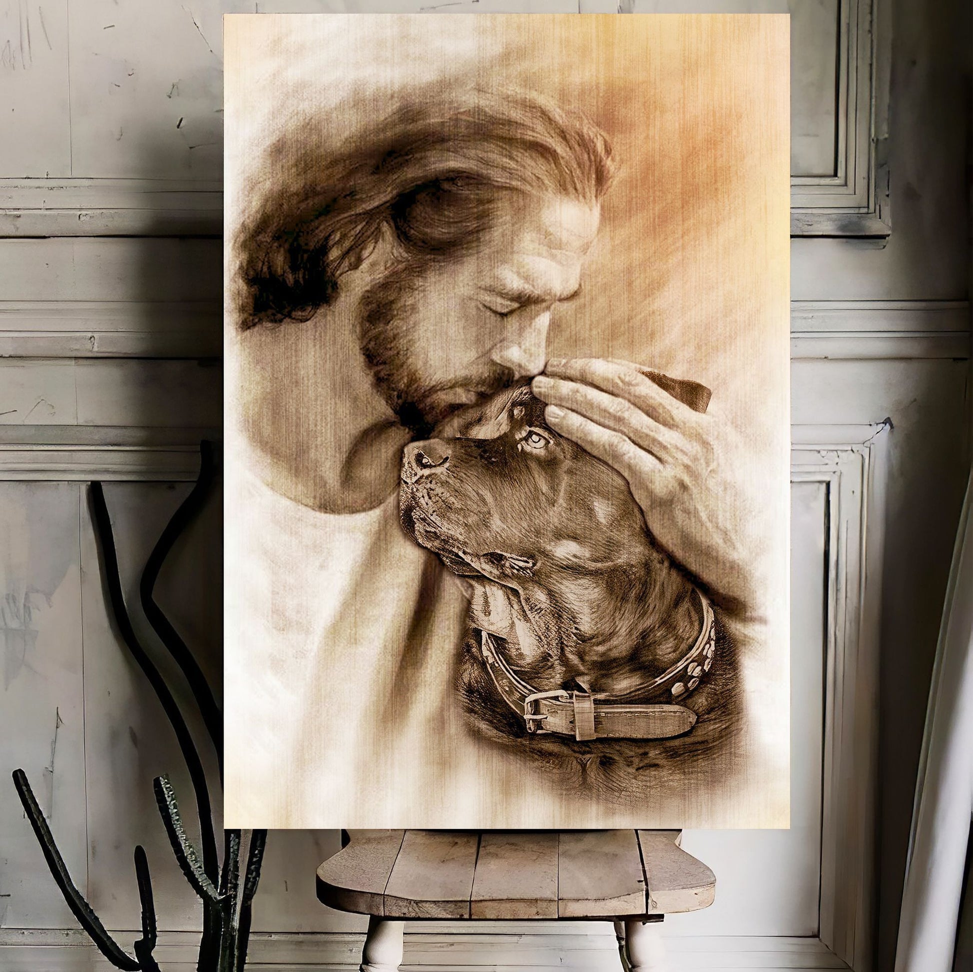 Rottweiler Safe In His Arms Canvas - Canvas Decor Ideas