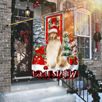 Rough Collie. Mery Christmas Flag - Christmas Garden Flag - Christmas House Flag - Christmas Outdoor Decoration