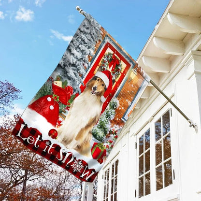 Rough Collie. Mery Christmas Flag - Christmas Garden Flag - Christmas House Flag - Christmas Outdoor Decoration