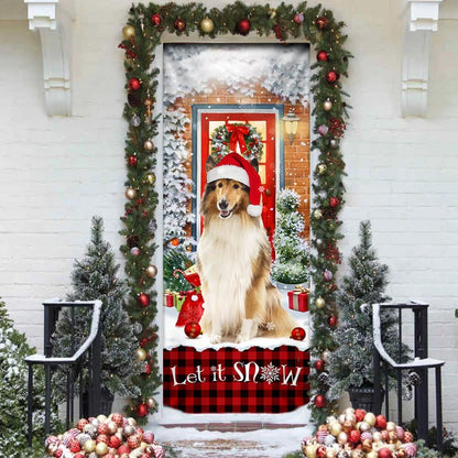 Rough Collie Mery Christmas Door Cover - Christmas Outdoor Decoration
