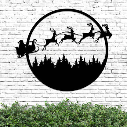 Round Metal Christmas Sign - Merry Christmas Metal Wall Sign - Ciaocustom