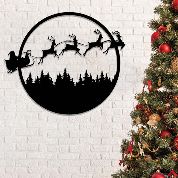 Round Metal Christmas Sign - Merry Christmas Metal Wall Sign - Ciaocustom