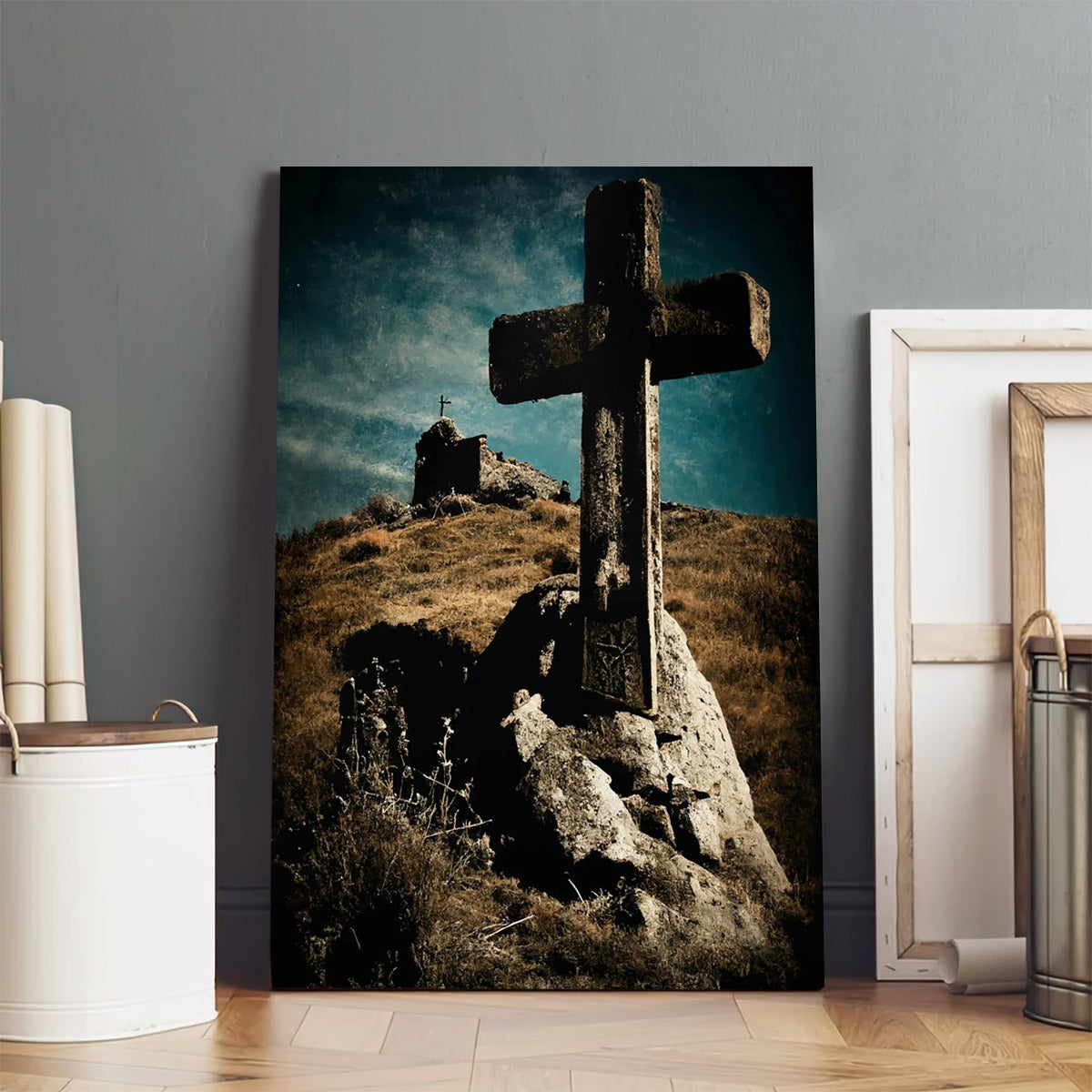 Rugged Cross on a Hill Lord Jesus Christ Christian Bible - Jesus Canvas Art - Christian Wall Canvas