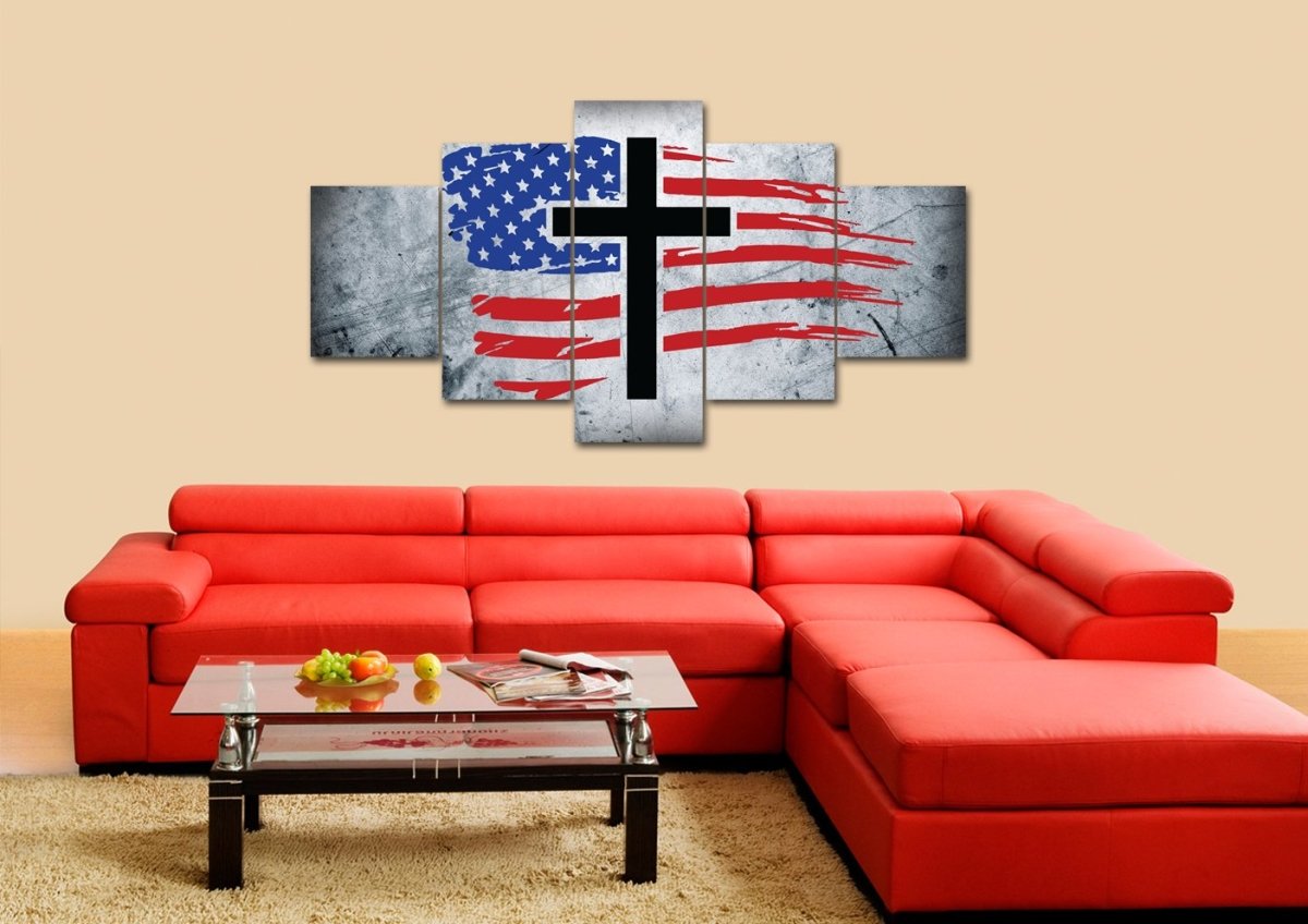 Rugged Look American Flag Patriotic Wall Art - Christian Canvas Wall Art