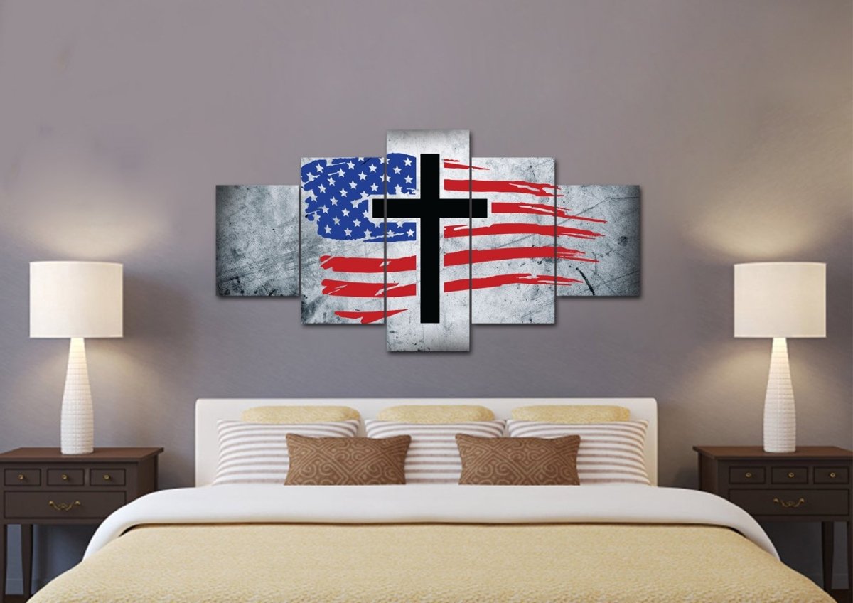 Rugged Look American Flag Patriotic Wall Art - Christian Canvas Wall Art