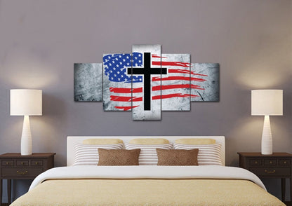 Rugged Look American Flag Patriotic Wall Art - Christian Canvas Wall Art