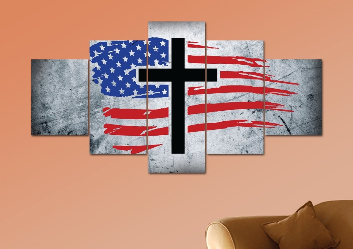 Rugged Look American Flag Patriotic Wall Art - Christian Canvas Wall Art