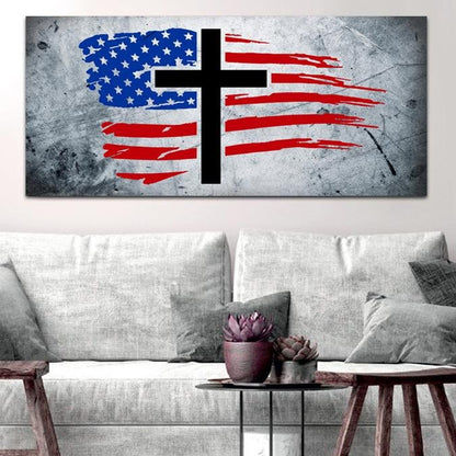 Rugged Look American Flag Patriotic Wall Art - Christian Canvas Wall Art
