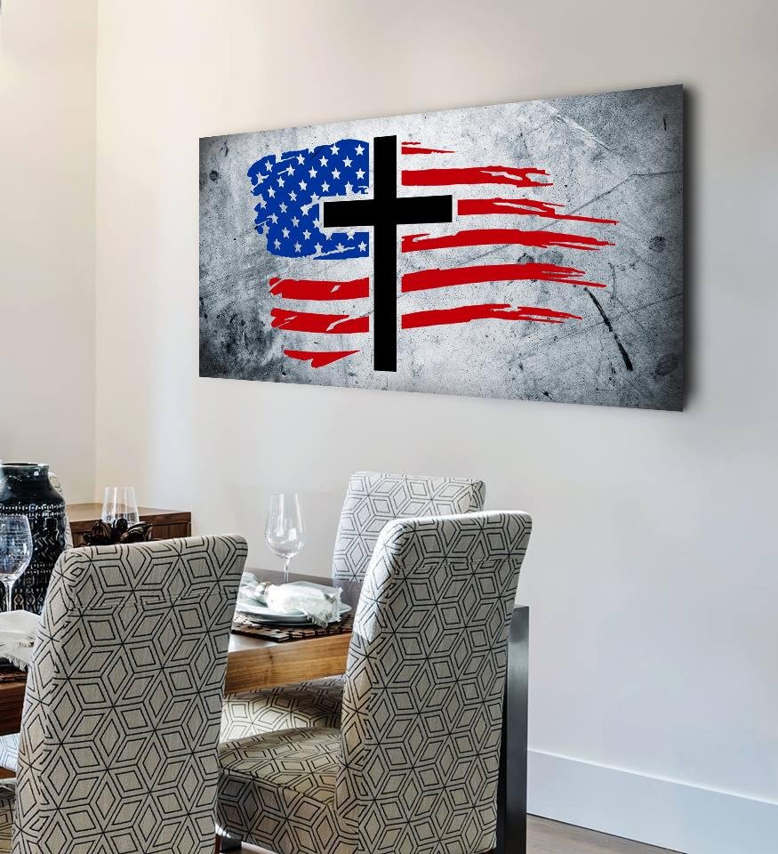 Rugged Look American Flag Patriotic Wall Art - Christian Canvas Wall Art