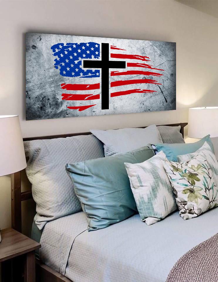 Rugged Look American Flag Patriotic Wall Art - Christian Canvas Wall Art