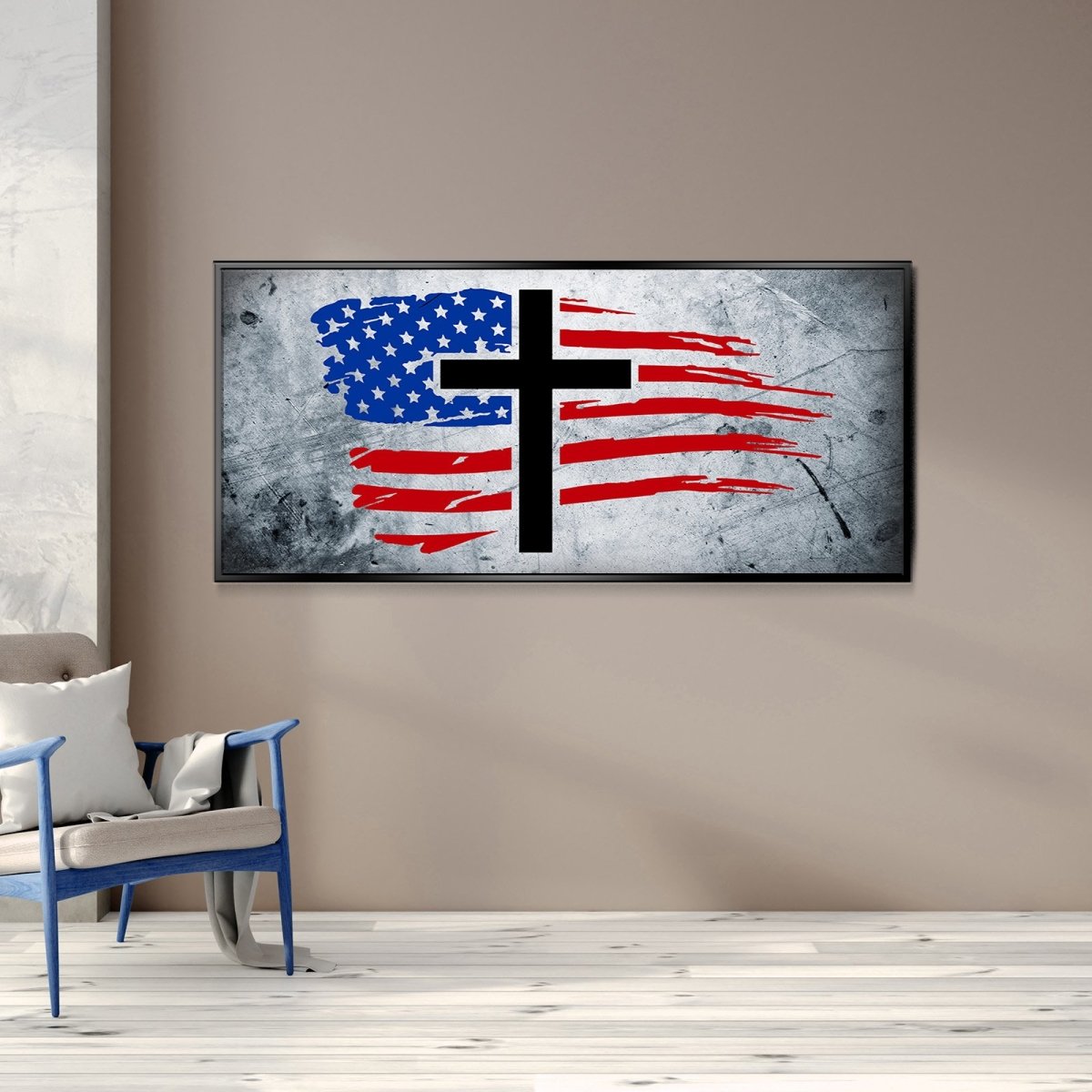 Rugged Look American Flag Patriotic Wall Art - Christian Canvas Wall Art