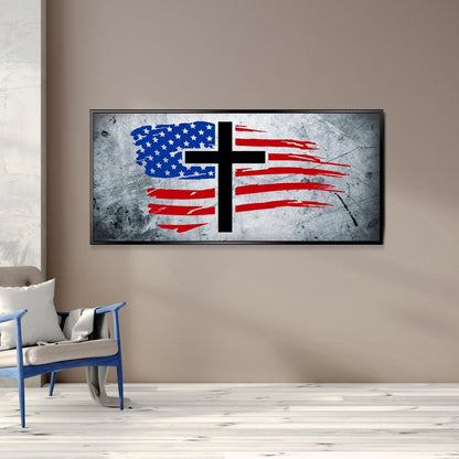 Rugged Look American Flag Patriotic Wall Art - Christian Canvas Wall Art