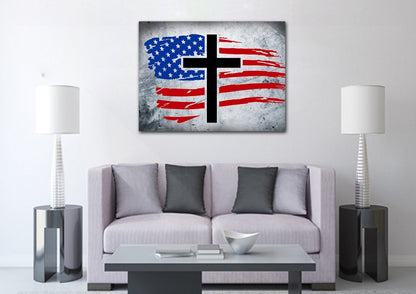 Rugged Look American Flag Patriotic Wall Art - Christian Canvas Wall Art