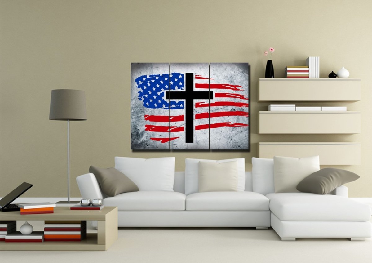 Rugged Look American Flag Patriotic Wall Art - Christian Canvas Wall Art