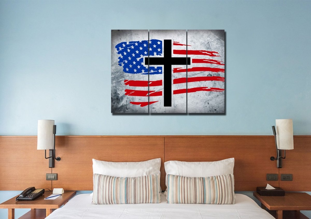 Rugged Look American Flag Patriotic Wall Art - Christian Canvas Wall Art