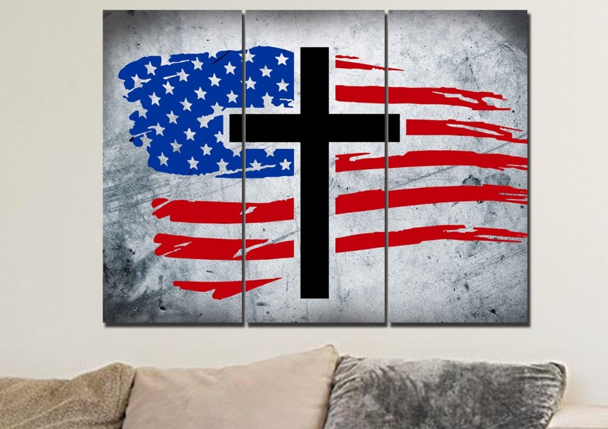 Rugged Look American Flag Patriotic Wall Art - Christian Canvas Wall Art