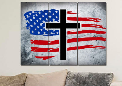 Rugged Look American Flag Patriotic Wall Art - Christian Canvas Wall Art