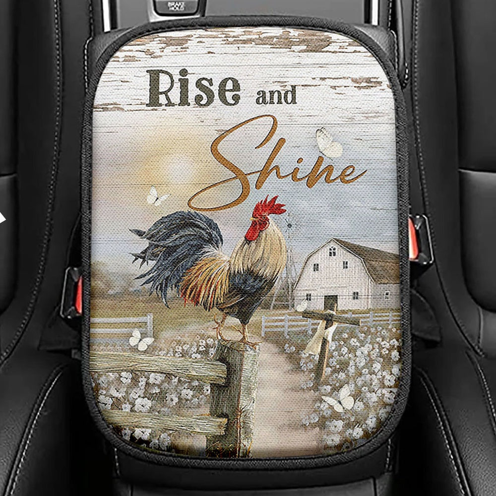 Running Horse Simply Blessed Seat Box Cover, Inspirational Car Center Console Cover, Christian Car Interior Accessories