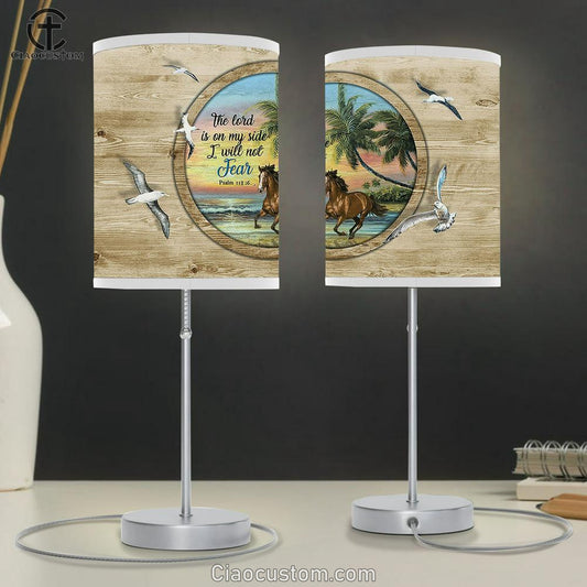 Running Horse The Lord Is On My Side Lamp Art Table Lamp - Christian Room Decor - Gifts For Horse Lovers