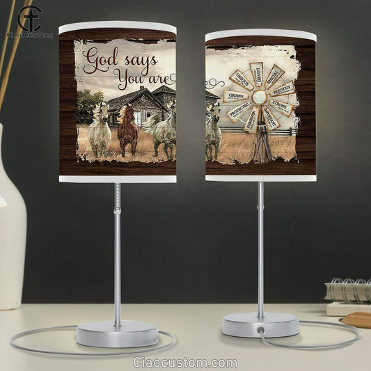 Running Horses God Says You Are Lamp Art Table Lamp - Christian Room Decor - Gifts For Horse Lovers