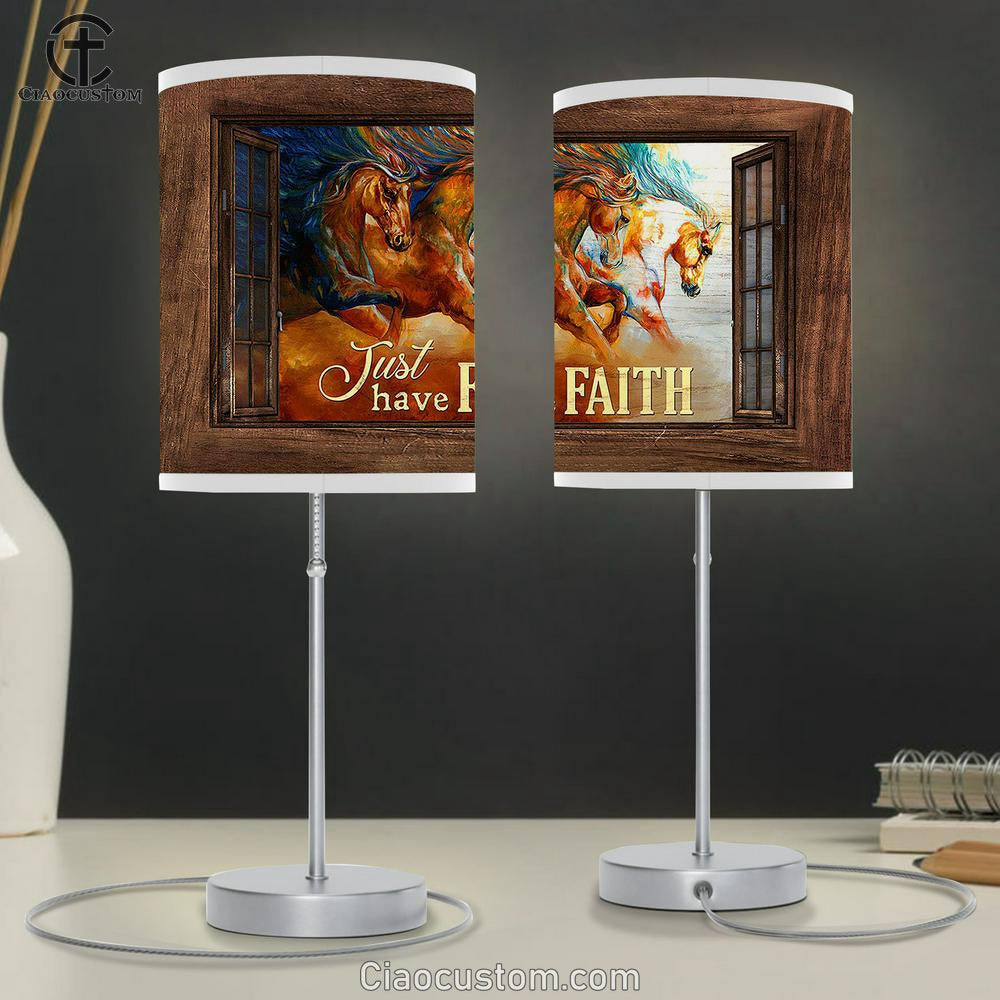 Running Horses Just Have Faith Lamp Art Table Lamp - Christian Room Decor - Gifts For Horse Lovers