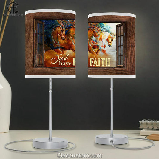 Running Horses Just Have Faith Lamp Art Table Lamp - Christian Room Decor - Gifts For Horse Lovers