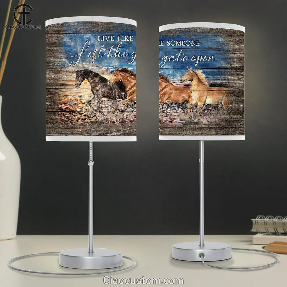 Running Horses Ocean Live Like Someone Lamp Art Table Lamp - Christian Room Decor - Gifts For Horse Lovers
